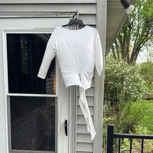 Joie White Long Sleeve Top with wrap around tie
